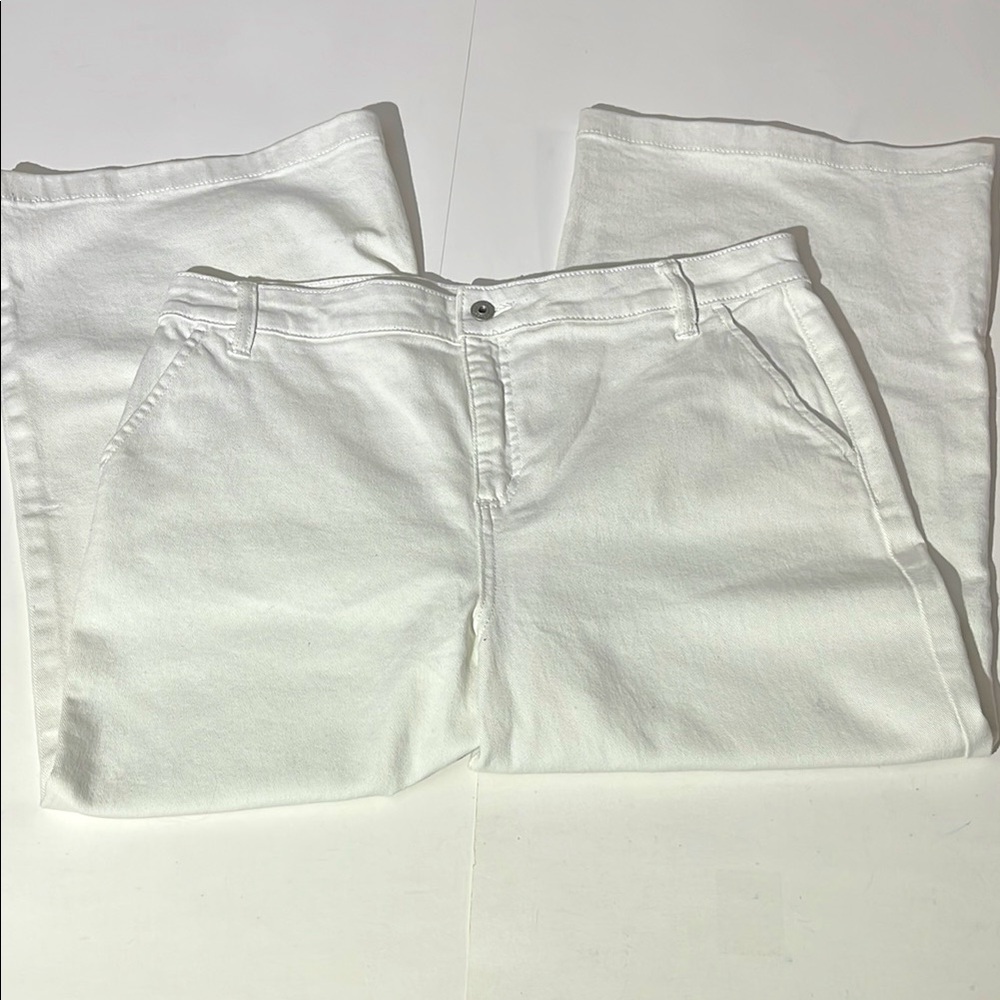 Style & Co Womens White Wide Leg Crop Cropped Denim Jeans sz 16 NEW! summer